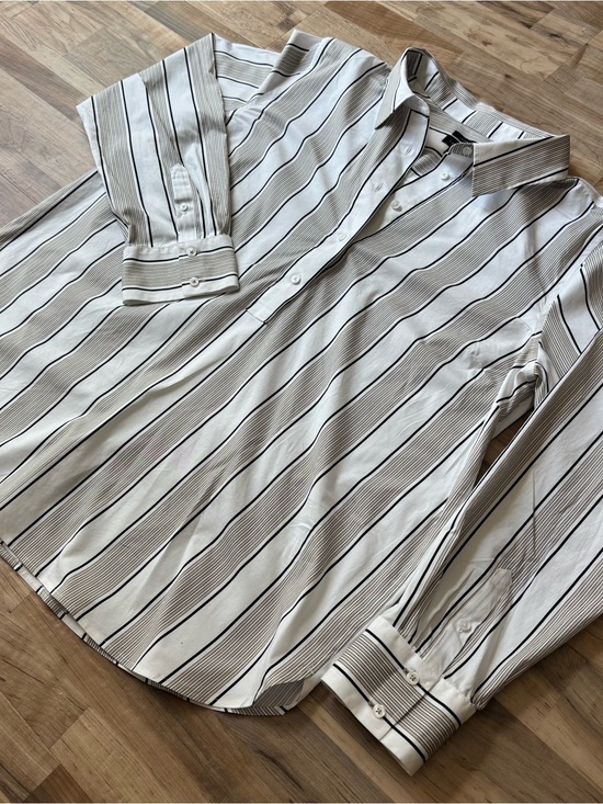 Talbots Tops - Talbots Striped Tunic Blouse Women's size XL Partial Button Front Long Sleeve